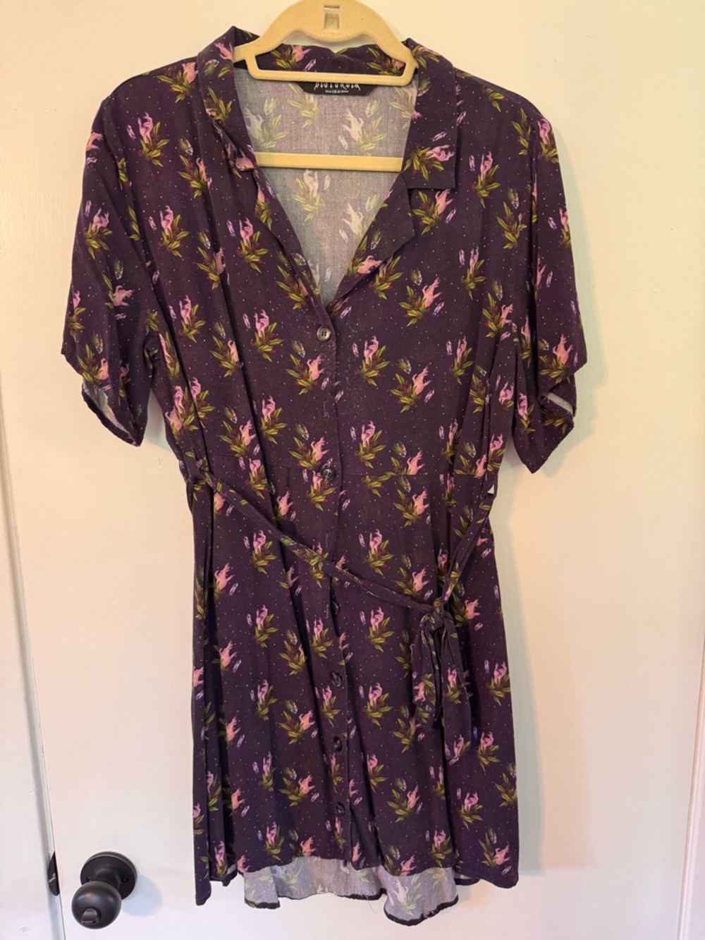 Disturbia Purple Floral Button-Front Shirt Dress